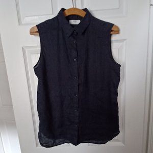 Black Sleeveless Shirt - 100% Linen - Uniqlo - Size M